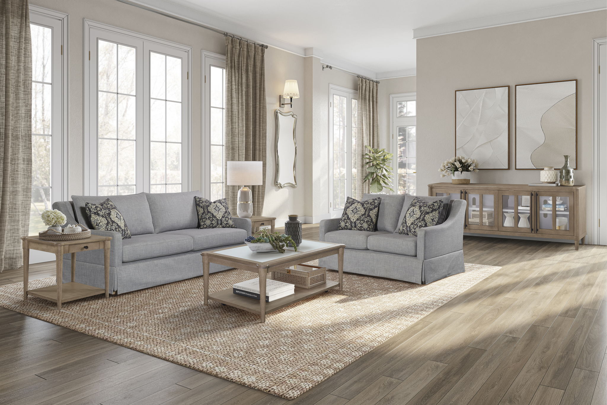 Citrus Heights - Loveseat With 2 Pillows - Gray