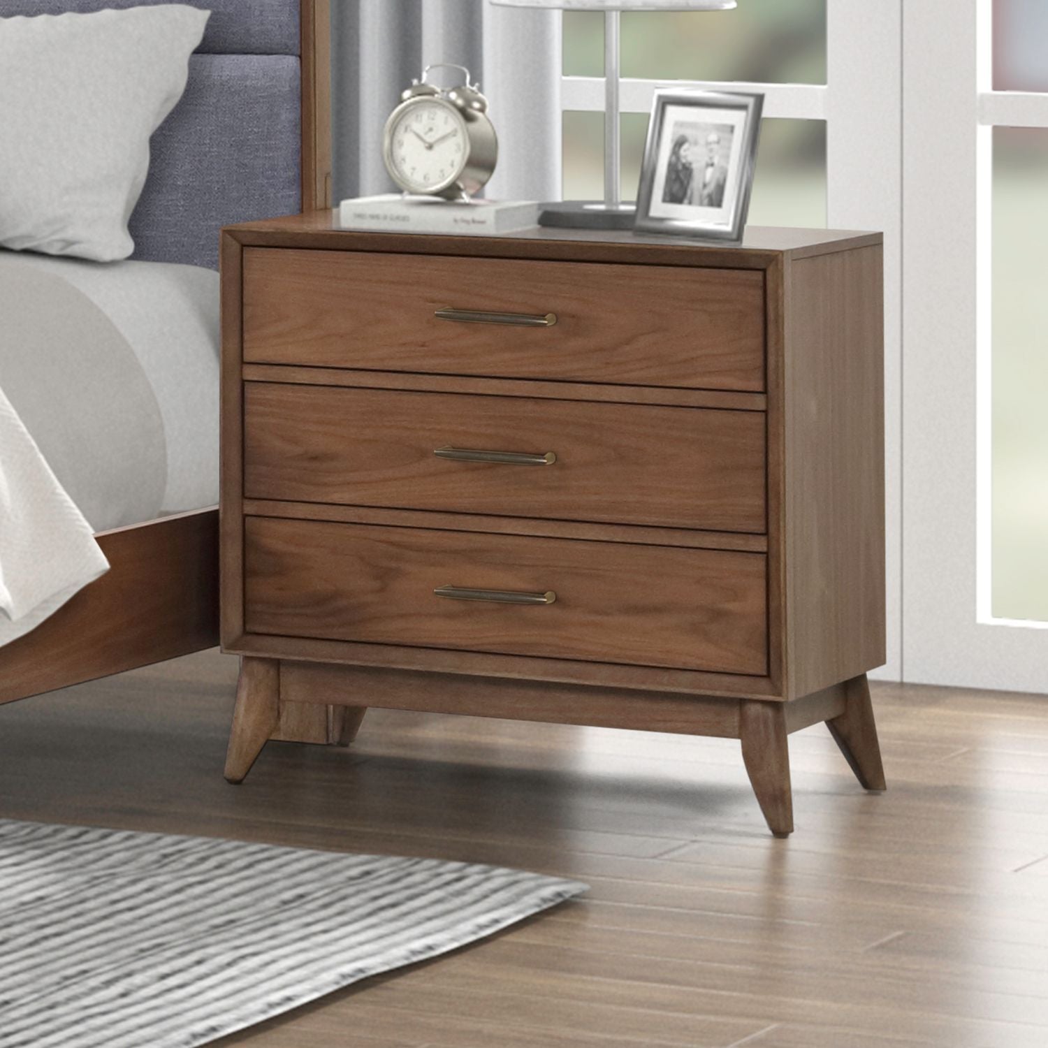 Century Modern - Nightstand With Charging Station - Light Brown