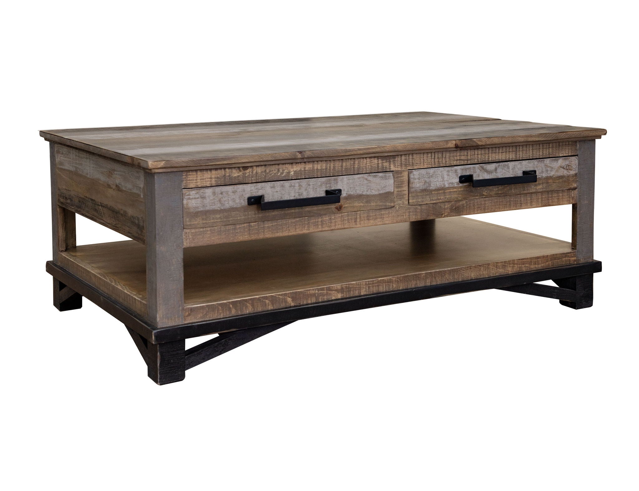 Loft - Cocktail Table 4 Drawers - Two Tone Gray / Brown