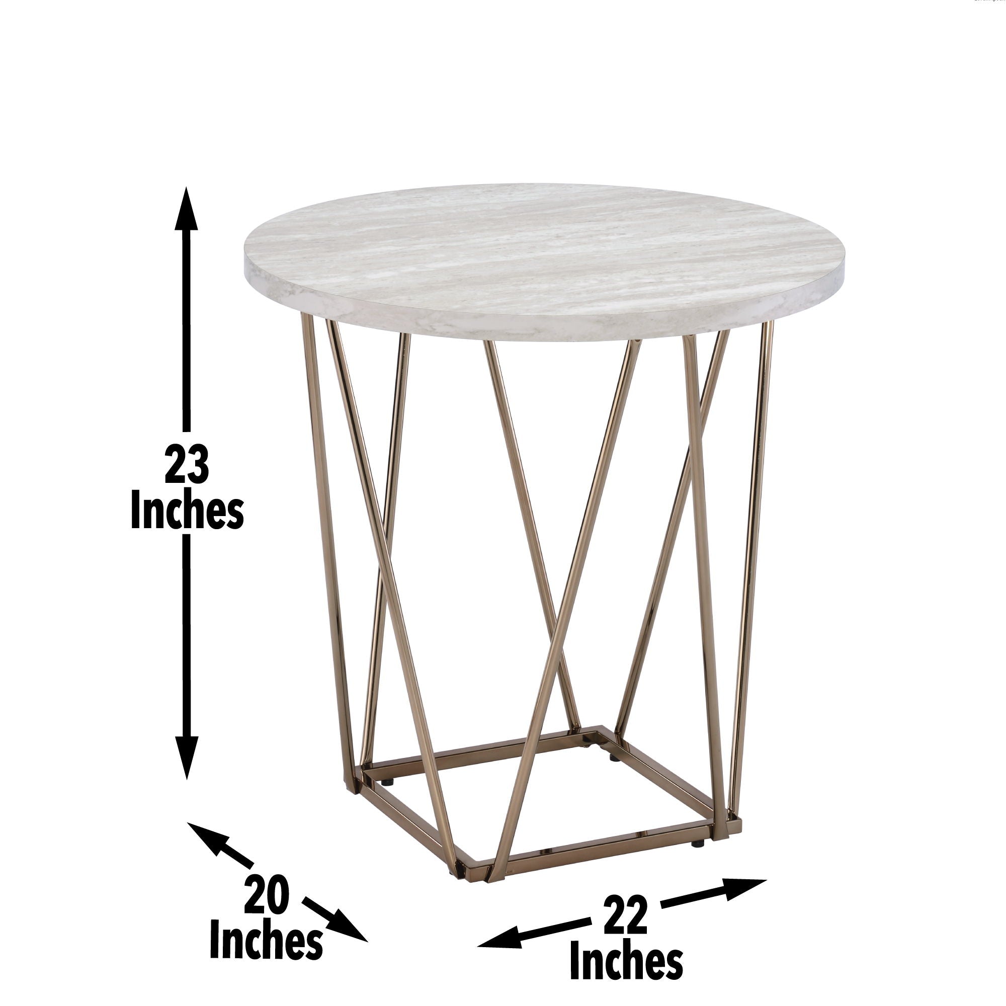 Rowyn - 3 Piece Table Set, Faux Marble Paper Top - Gray