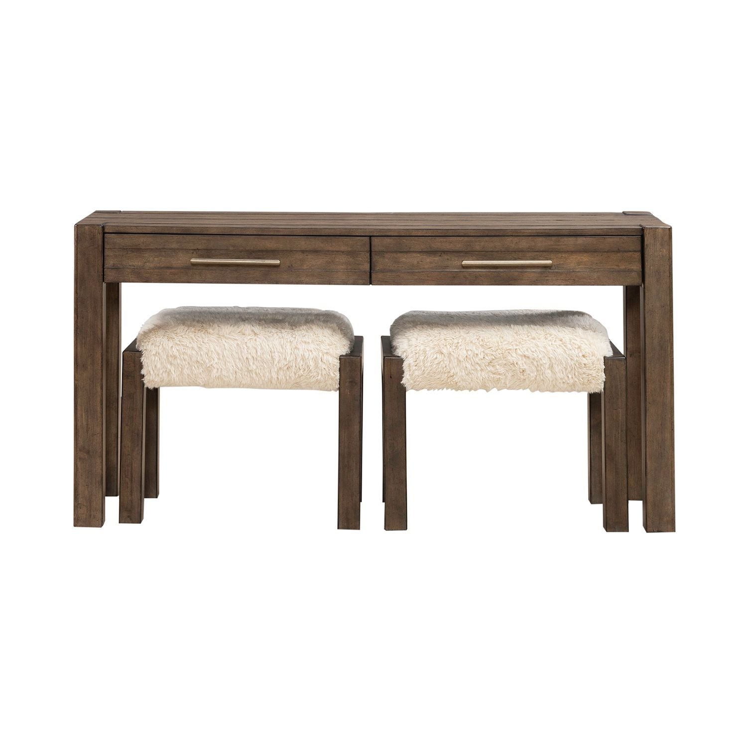 Broadmore - 3 Piece Table Set (1 Console Table 2 Console Stools) - Brown