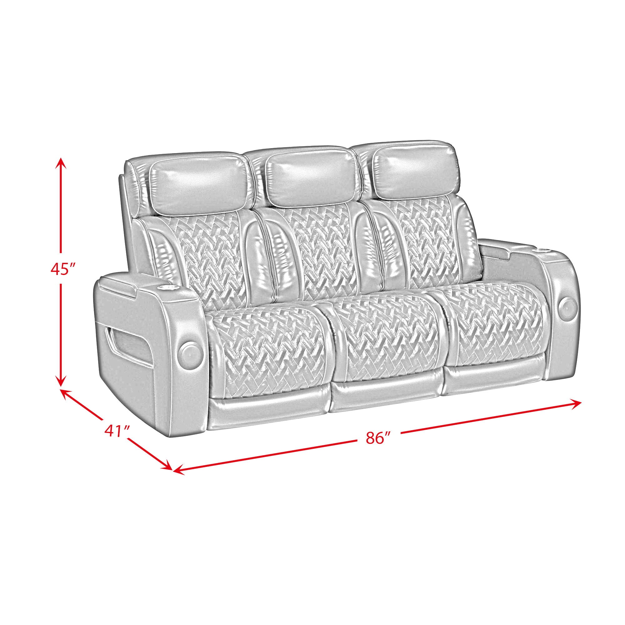 Prime Time - P3 2 Piece Living Room Set (Sofa & Loveseat) - Jett Black With Red Stitching