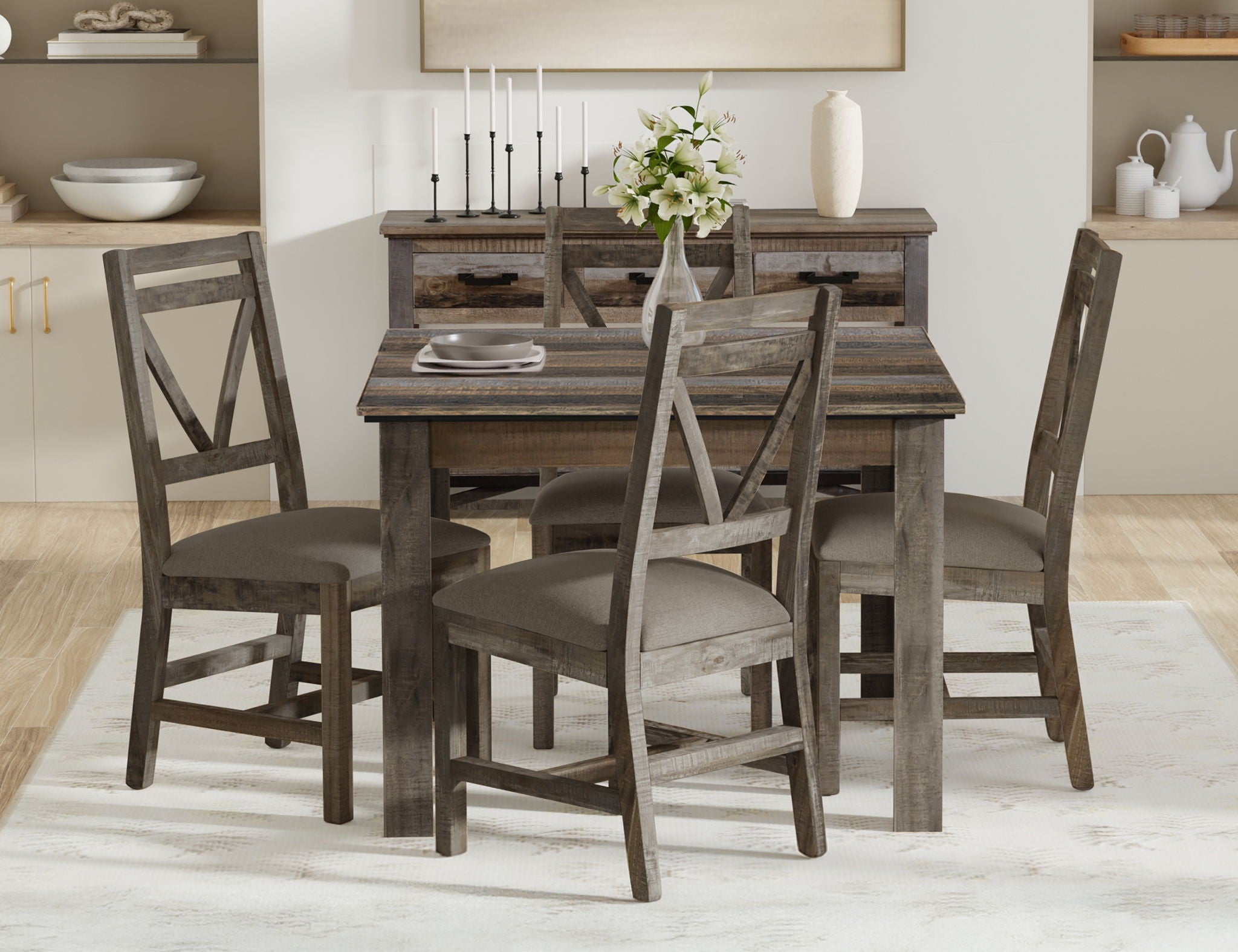 Loft - Chair With Fabric Seat (Set of 2) - Two Tone Gray / Brown