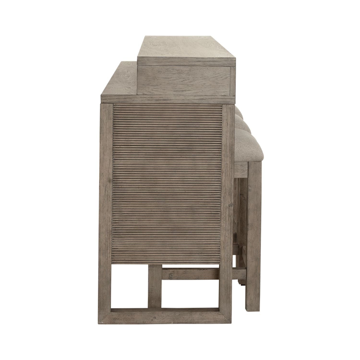 Bartlett Field - 4 Piece Living Room Set (Console Bar Table & 3 Console Stools) - Gray