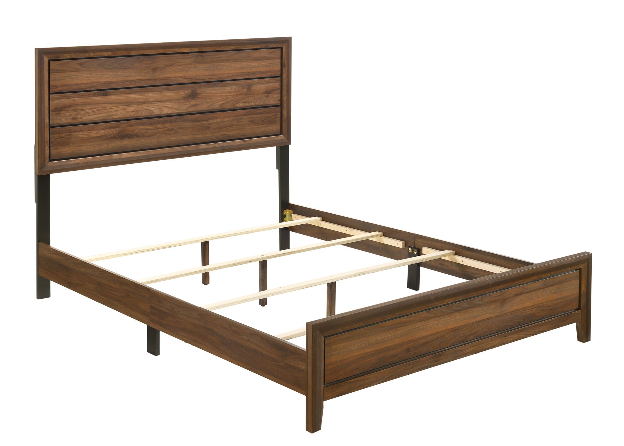 Kennedy - Queen Panel Bed In A Box With USB - Nutmeg