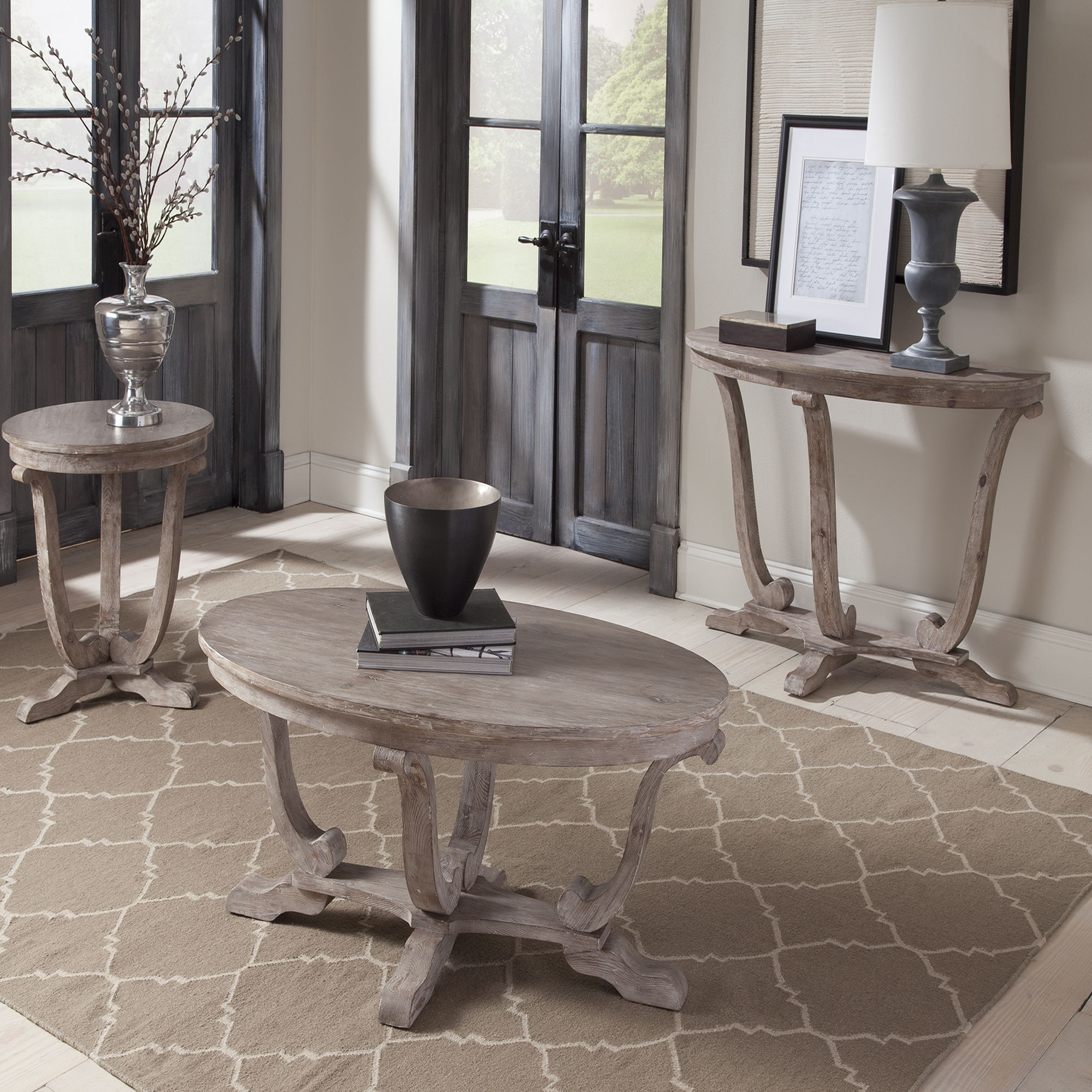 Graystone Mill - 3 Piece Table Set (1 Cocktail 2 End Tables) - Light Brown