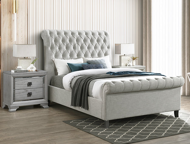 5103-ALL KATE Gray Sleigh BED  King  Size from Crown Mark