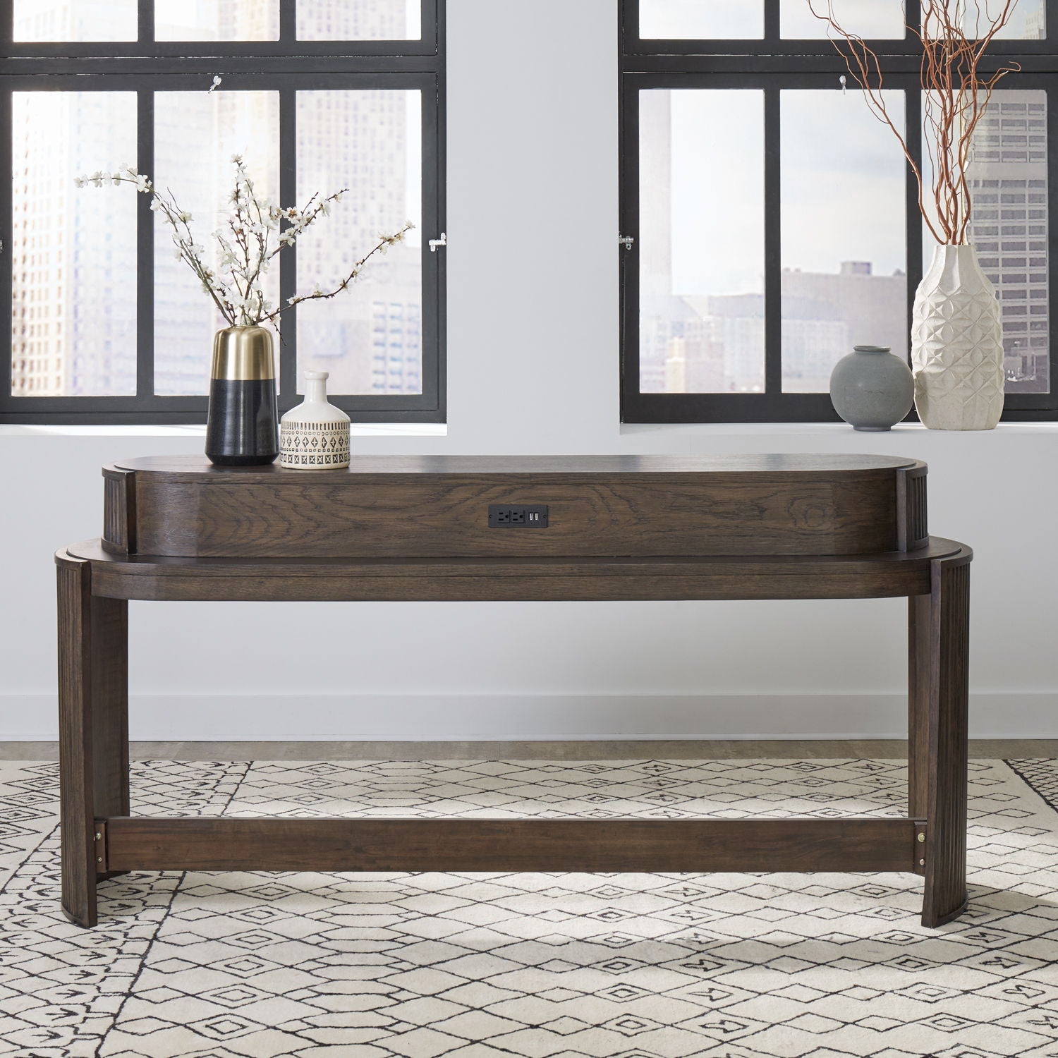 City View - 4 Piece Table Set (Console Bar Table & 3 Console Stools) - Coffee Bean