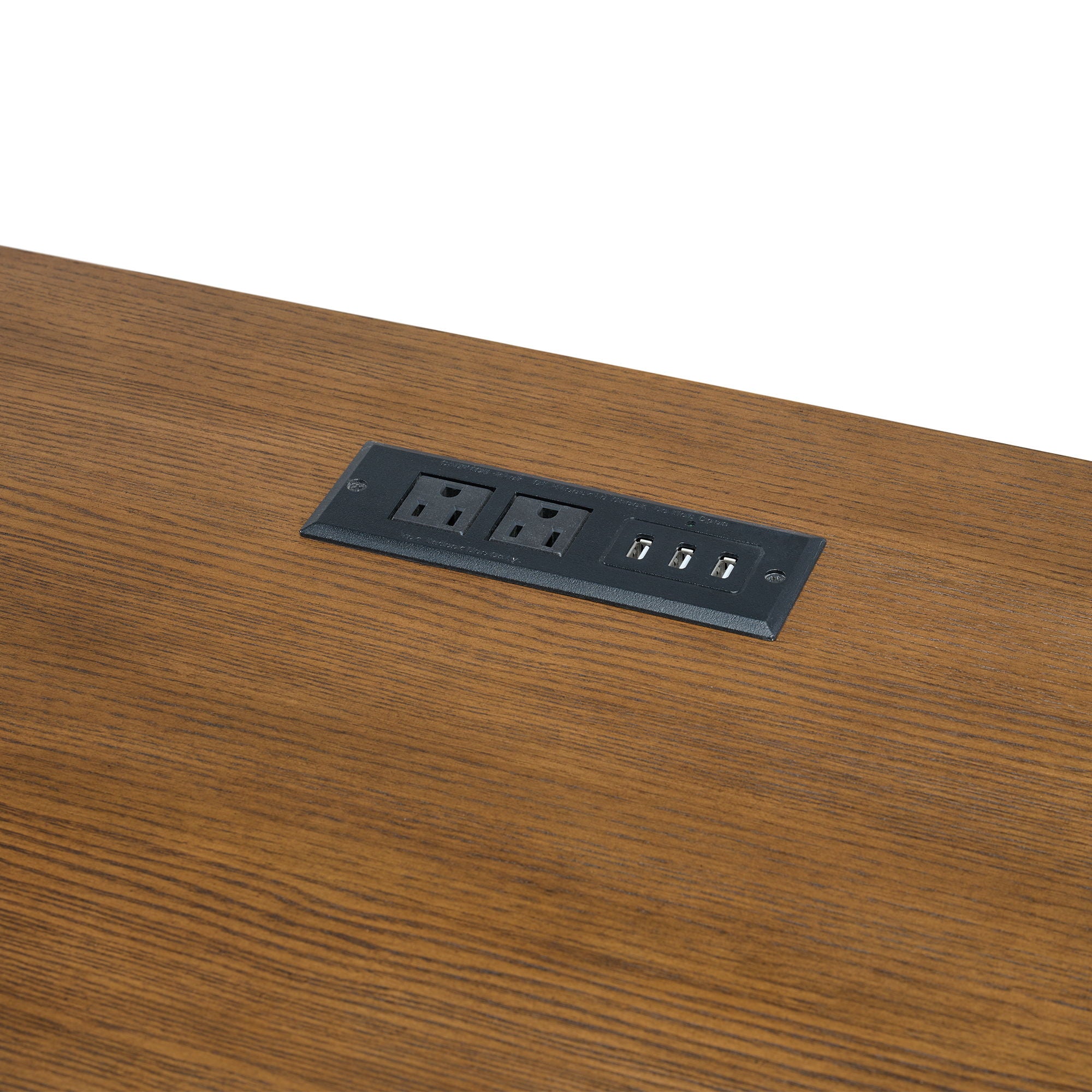 Portico - Double Pedestal Desk With Power / USB - Brown Oak