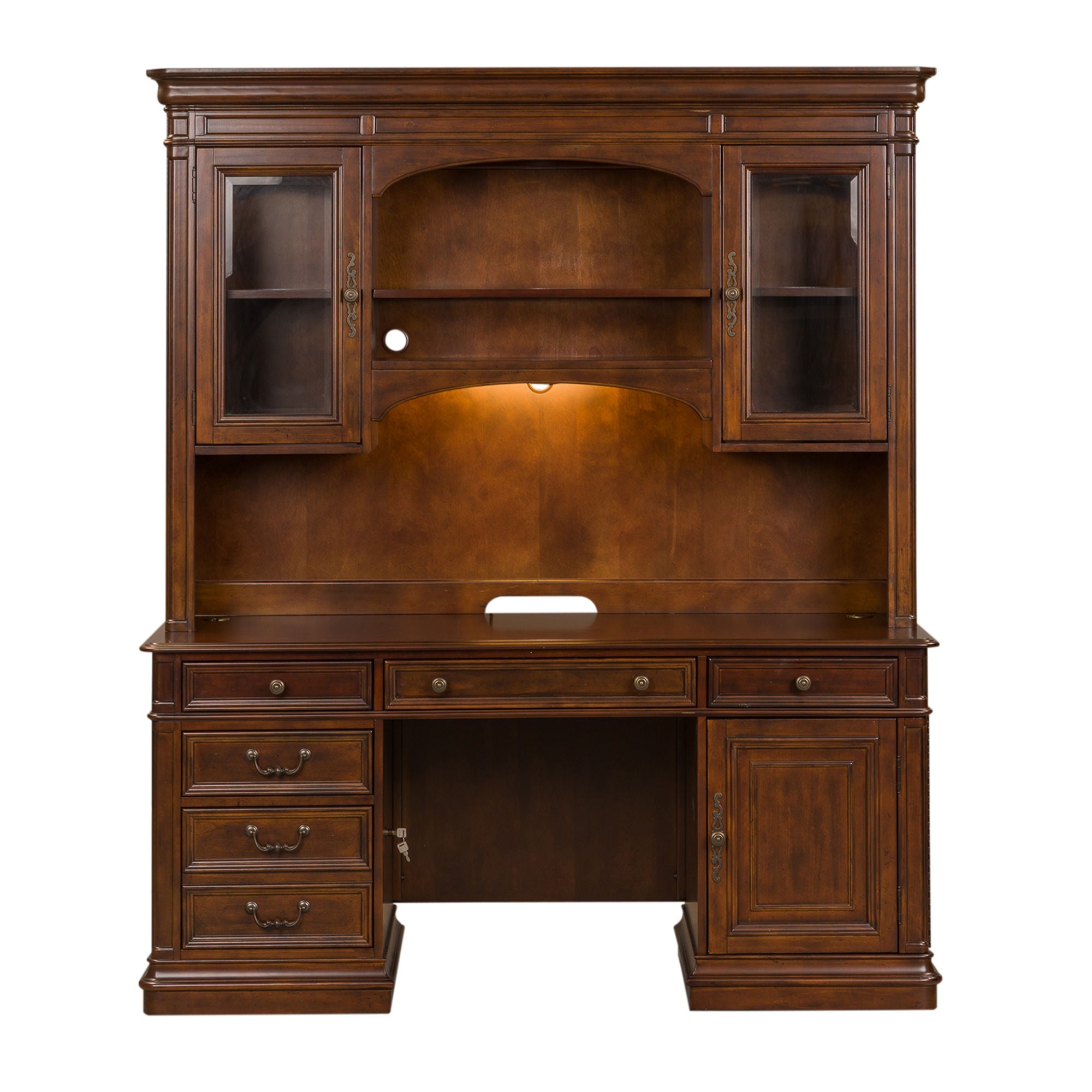 Brayton Manor - 3 Piece Jr Executive Credenza - Dark Brown