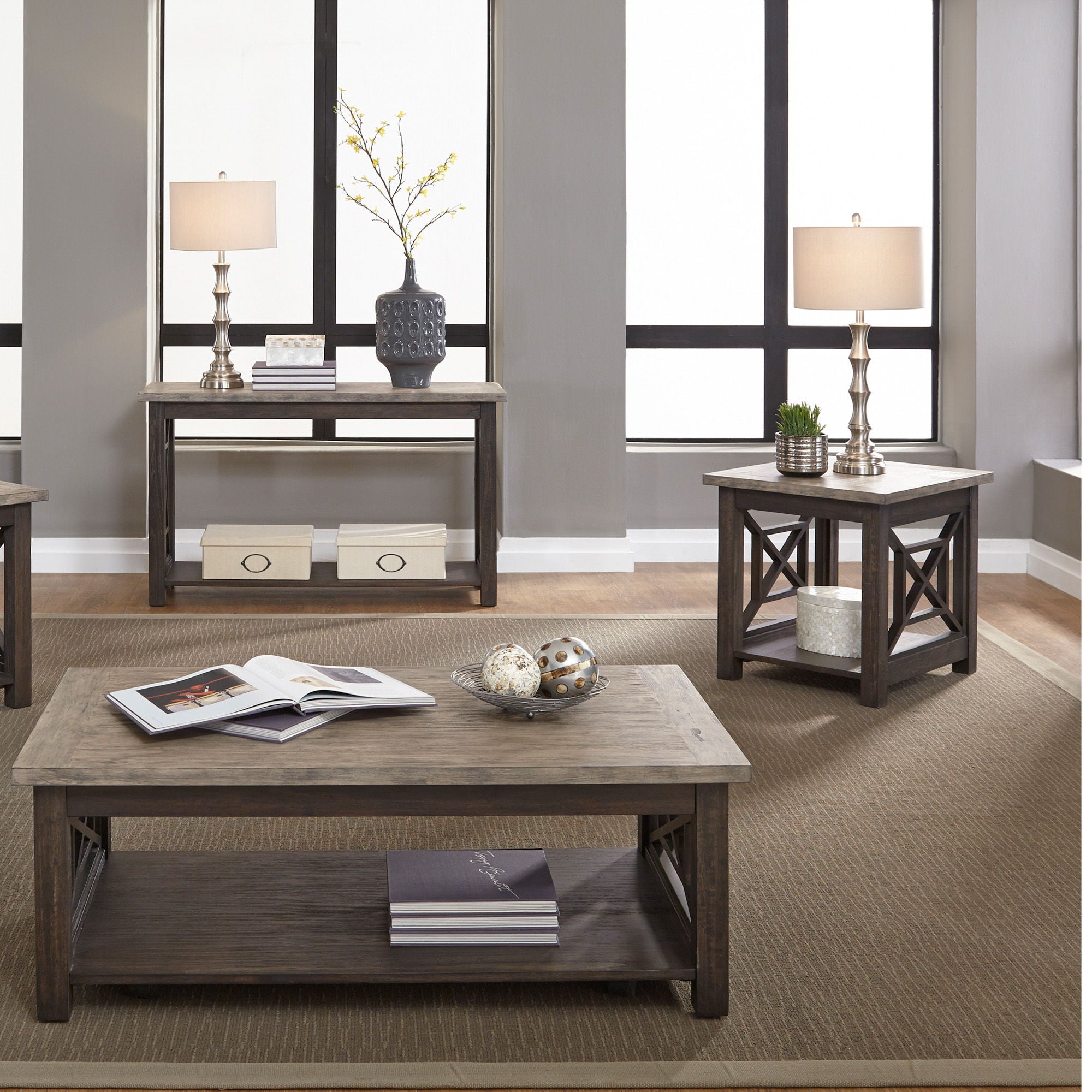 Heatherbrook - 3 Piece Table Set (1 Cocktail 2 End Tables) - Black
