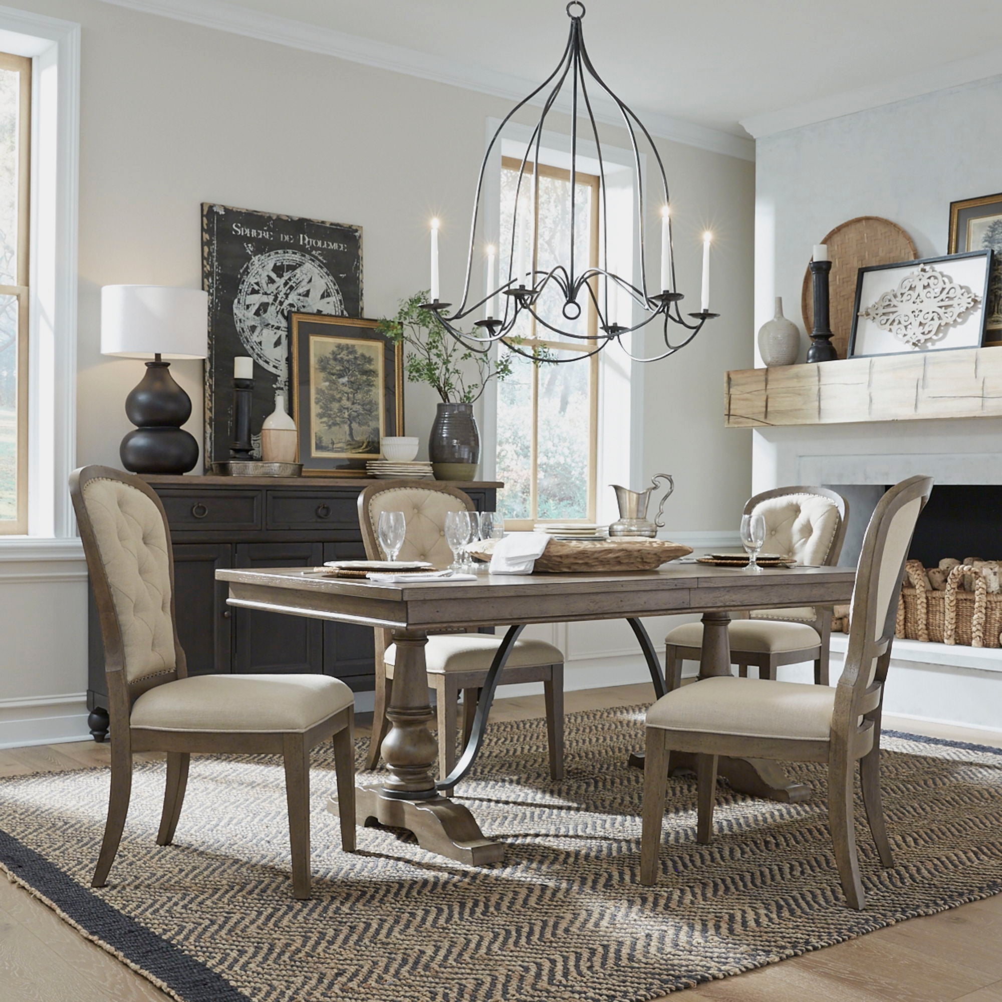 Americana Farmhouse - Dining Room Trestle Table Set