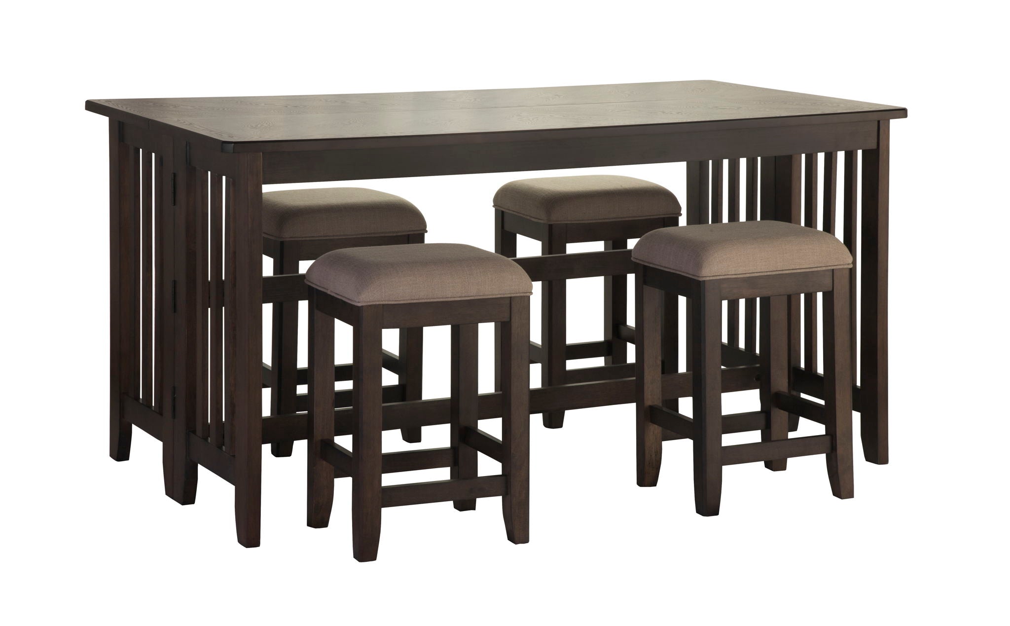 Lindsey - 5 Piece Drop Leaf Counter Set - Ebony / Beige