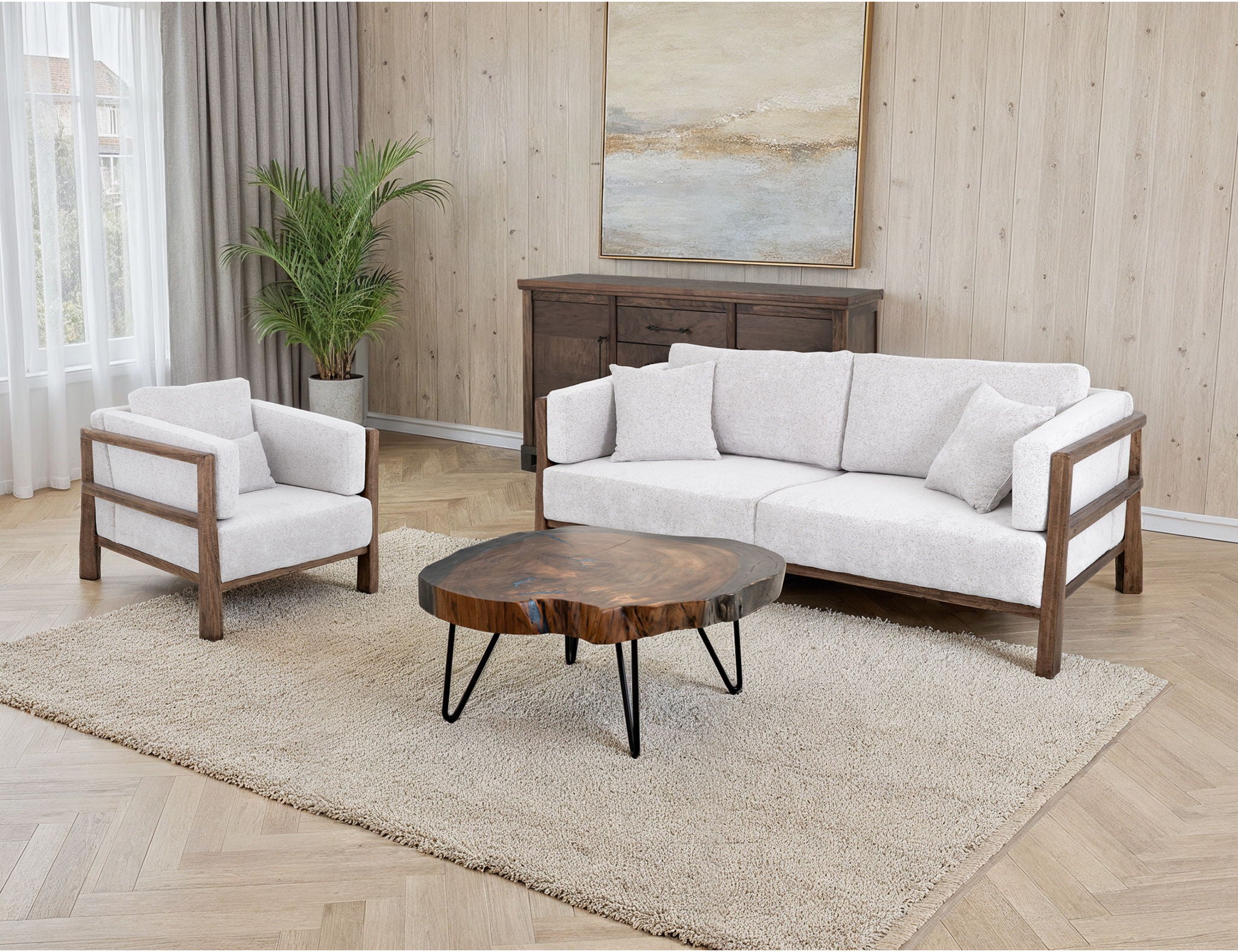 Roots - Armchair - Pearl Silver / Light Brown