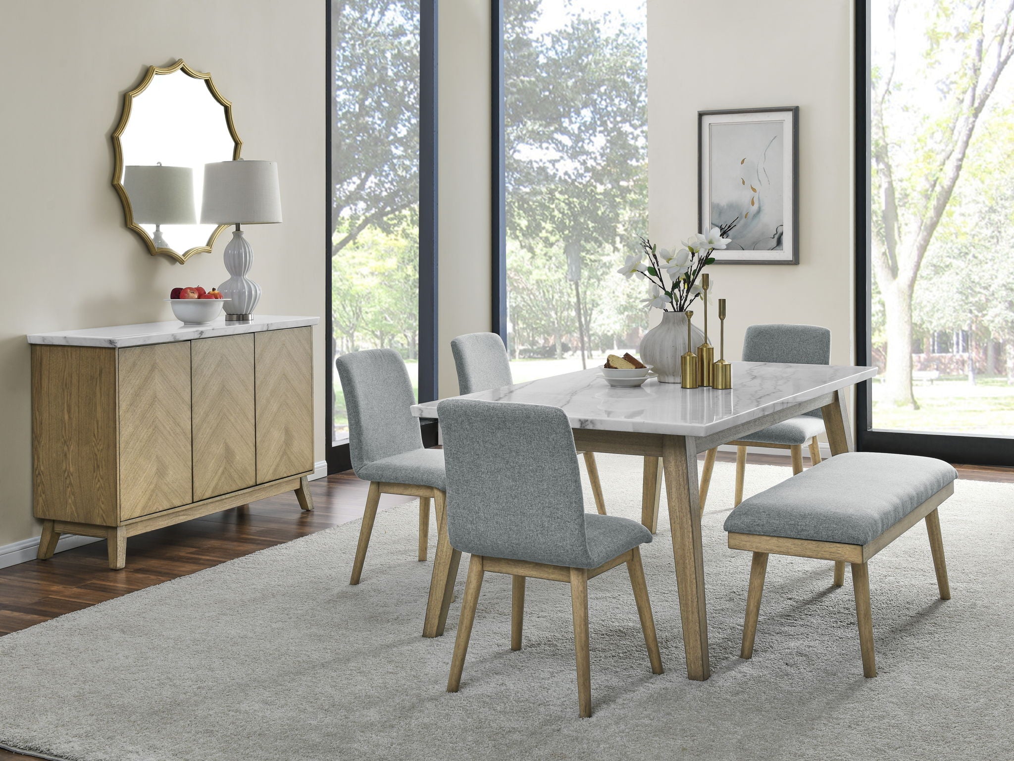 Vida - Polyester Dining Bench - Gray