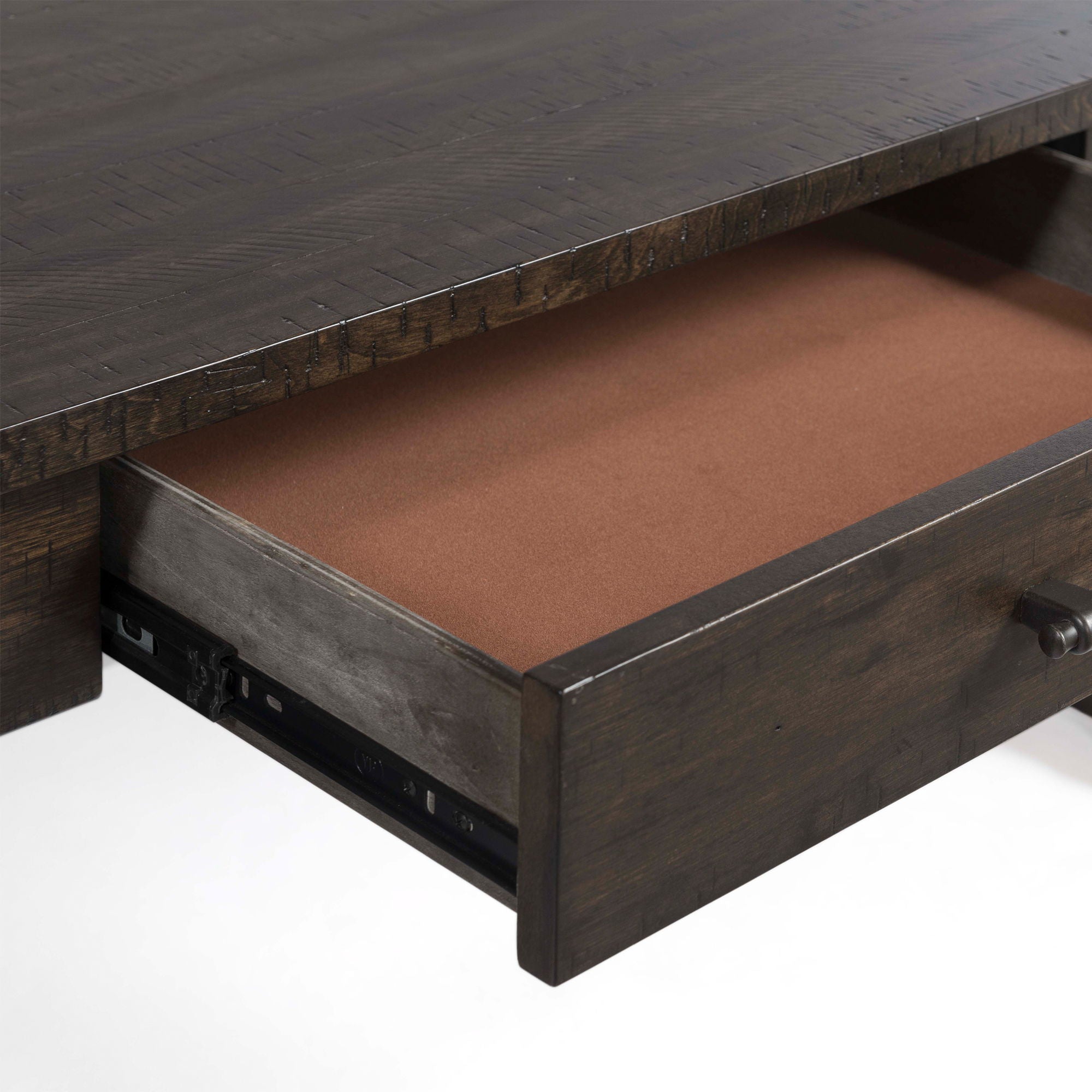 Stone - Chairside Table With PU Base - Dark Walnut