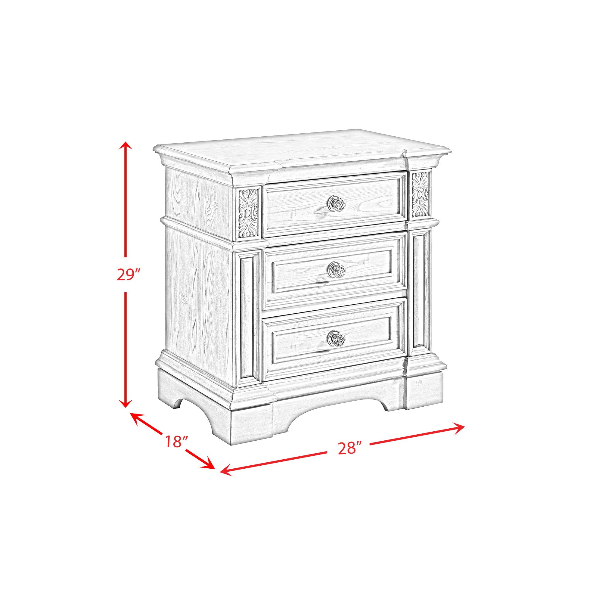Glenmore - 3-Drawer Nightstand With USB - Aged Gray