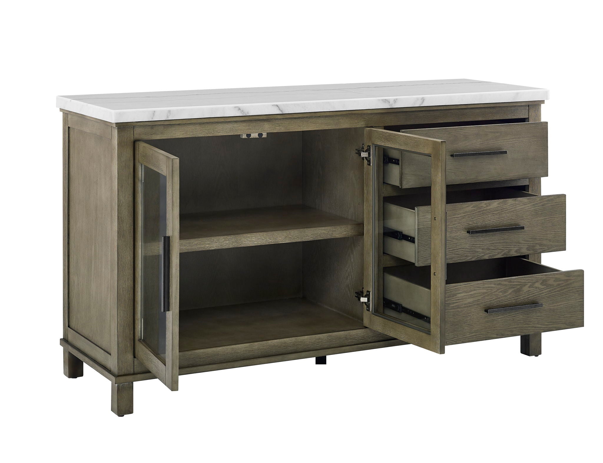 Grayson - Marble Top Server - White / Light Brown