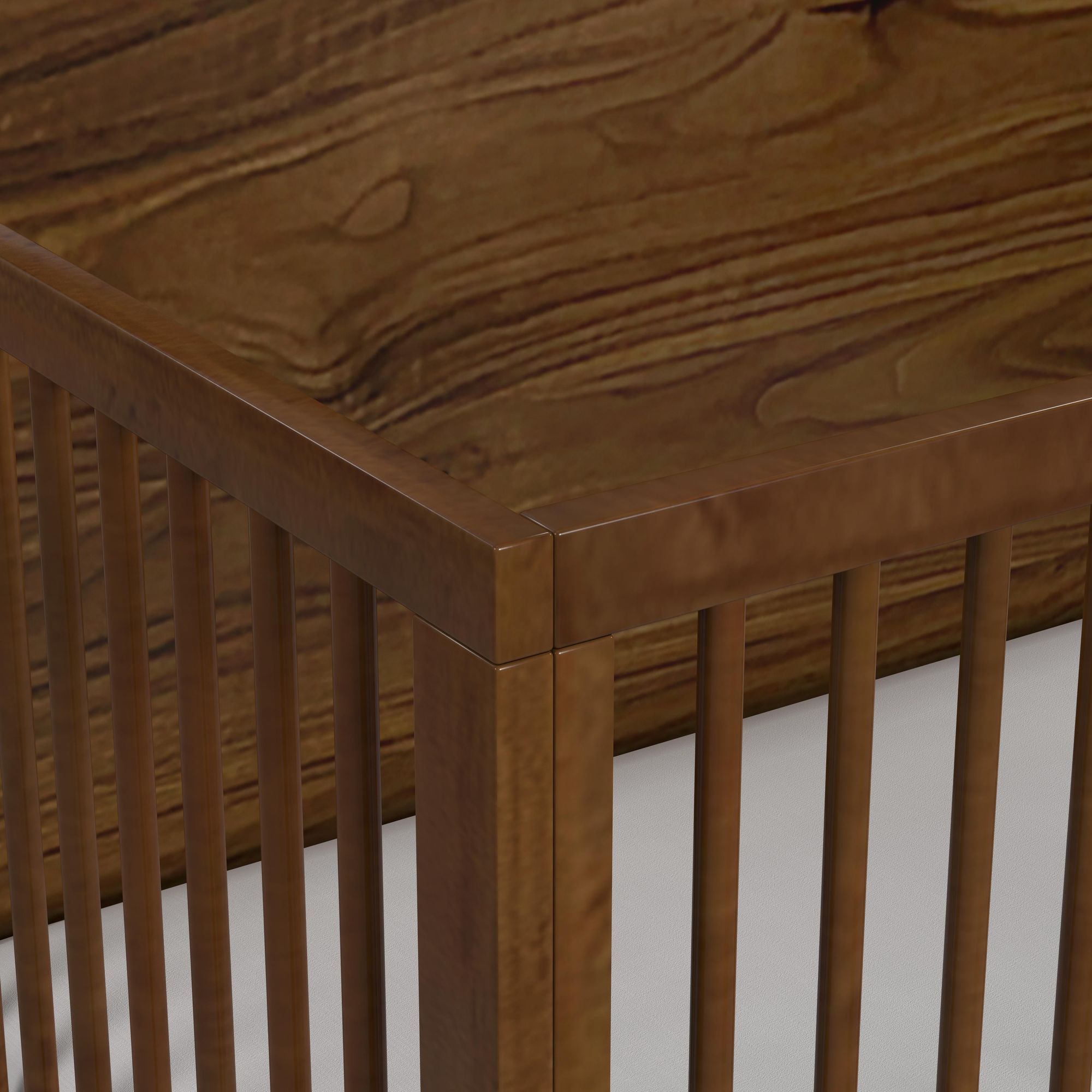Malia - Crib With High Headboard And Guardrail - Walnut