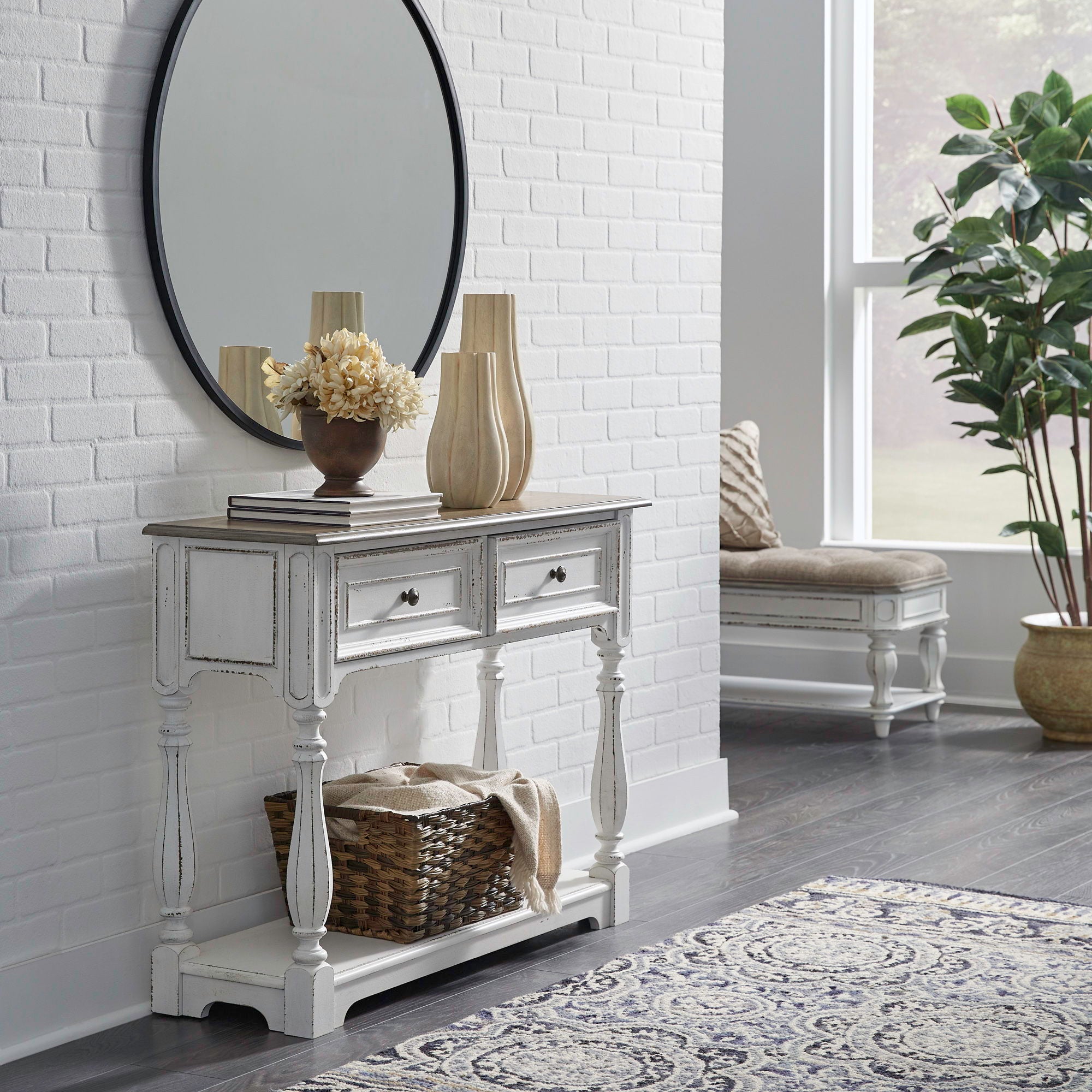 Magnolia Manor - Hall Console Bottom With Shelf For Display & Storage