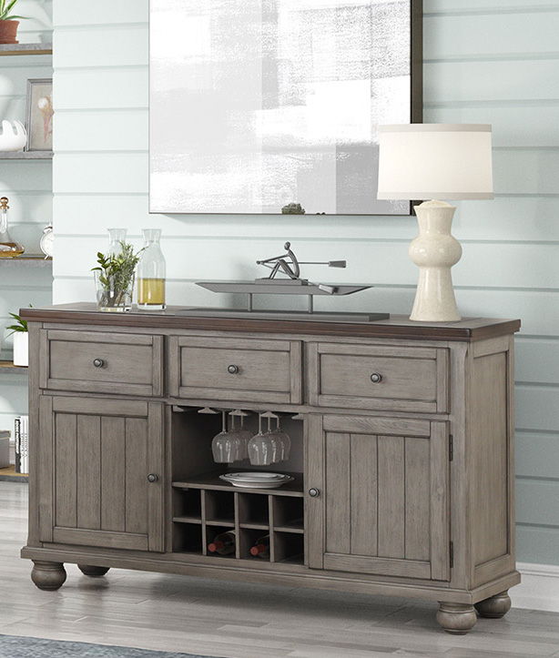 Will Dining - Server With Power Pack - Gray / Brown