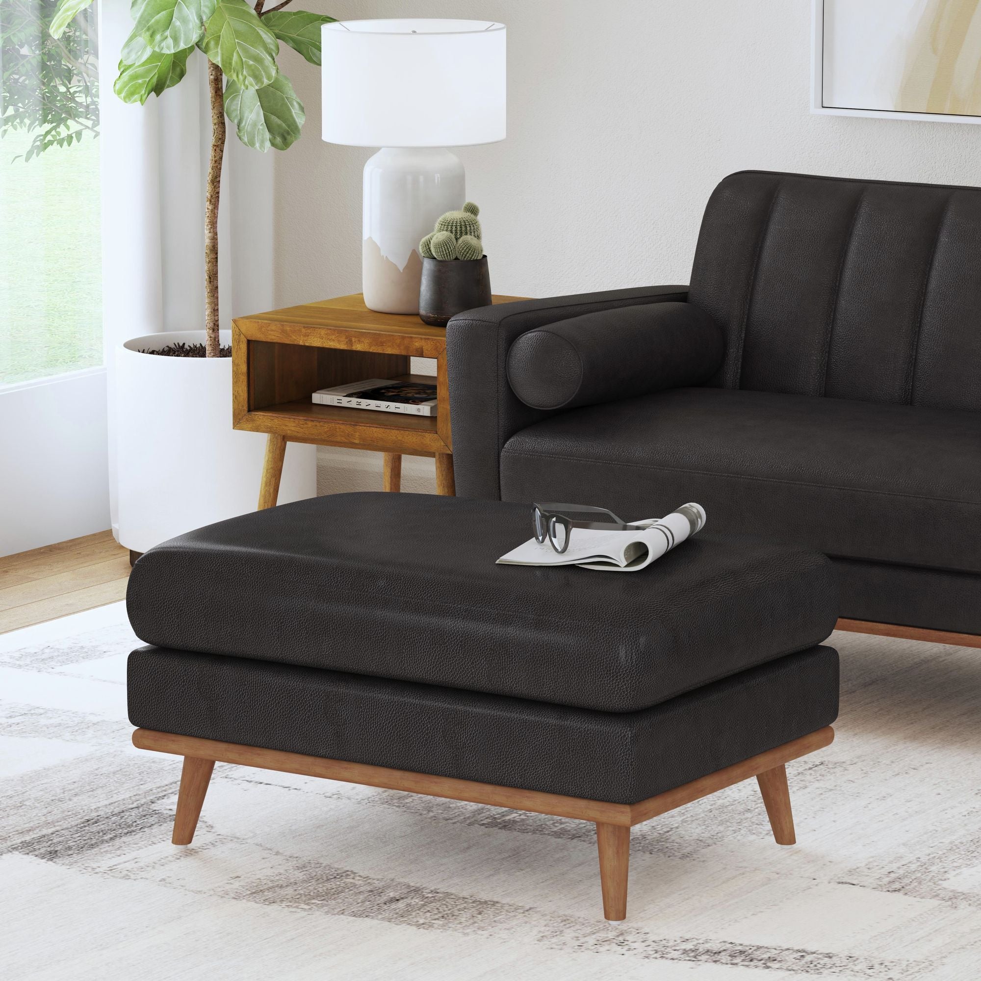 Horizon - Ottoman With Wood Base