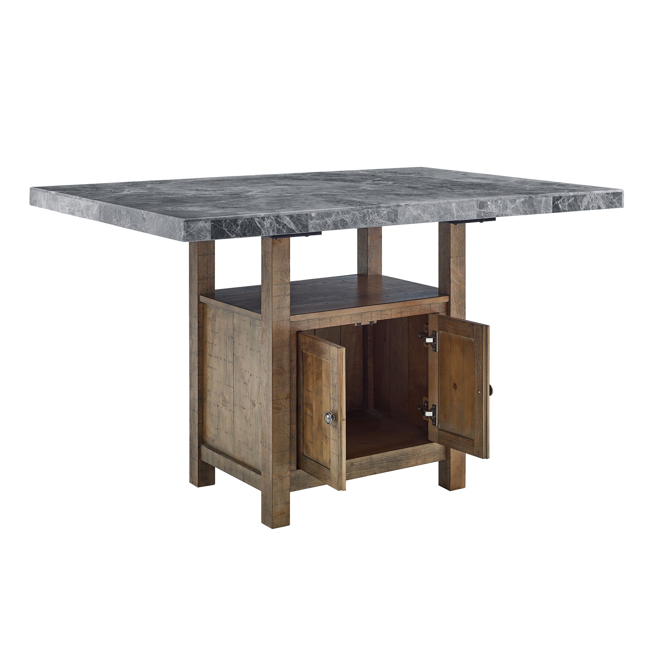 Grayson - Marble Top Counter Table - Gray / Light Brown