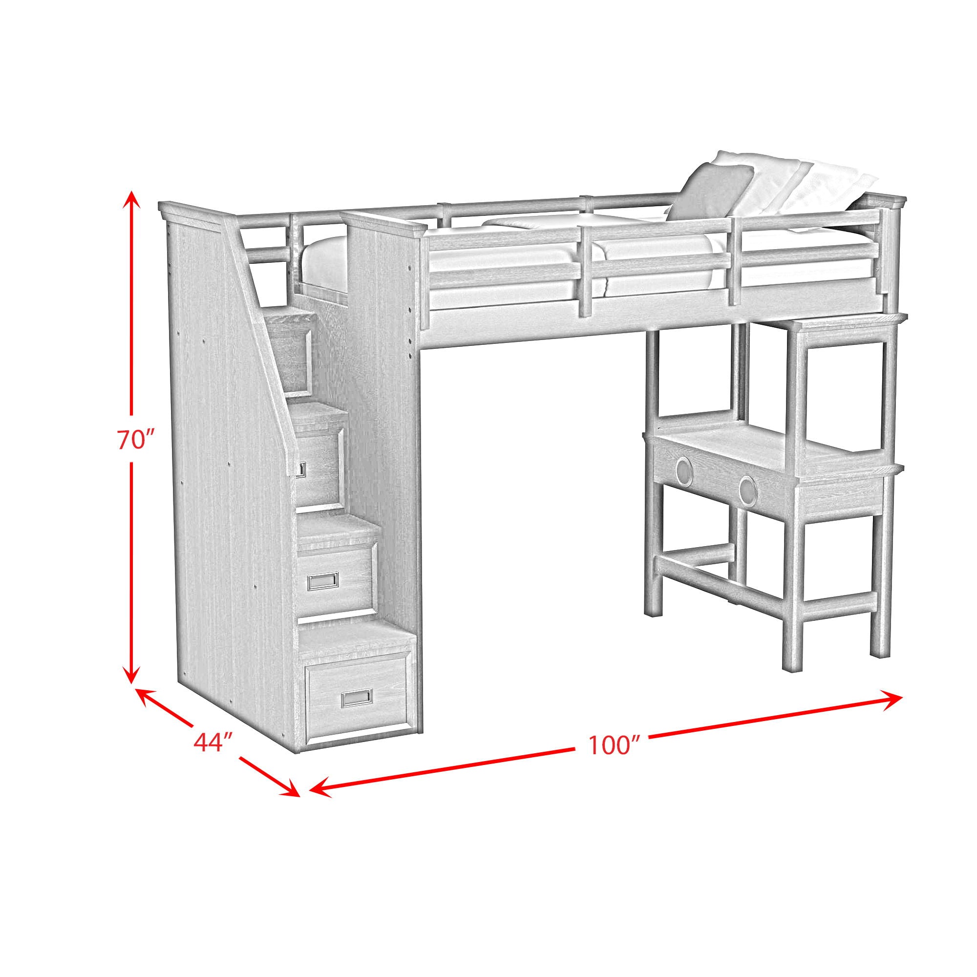 Hampton Kids - Loft With Staircase And Desk With Speaker