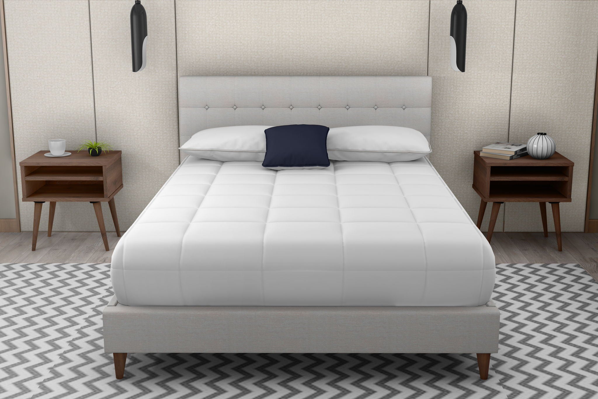 Myla - Upholstered Bed In A Box With 2 Nightstands