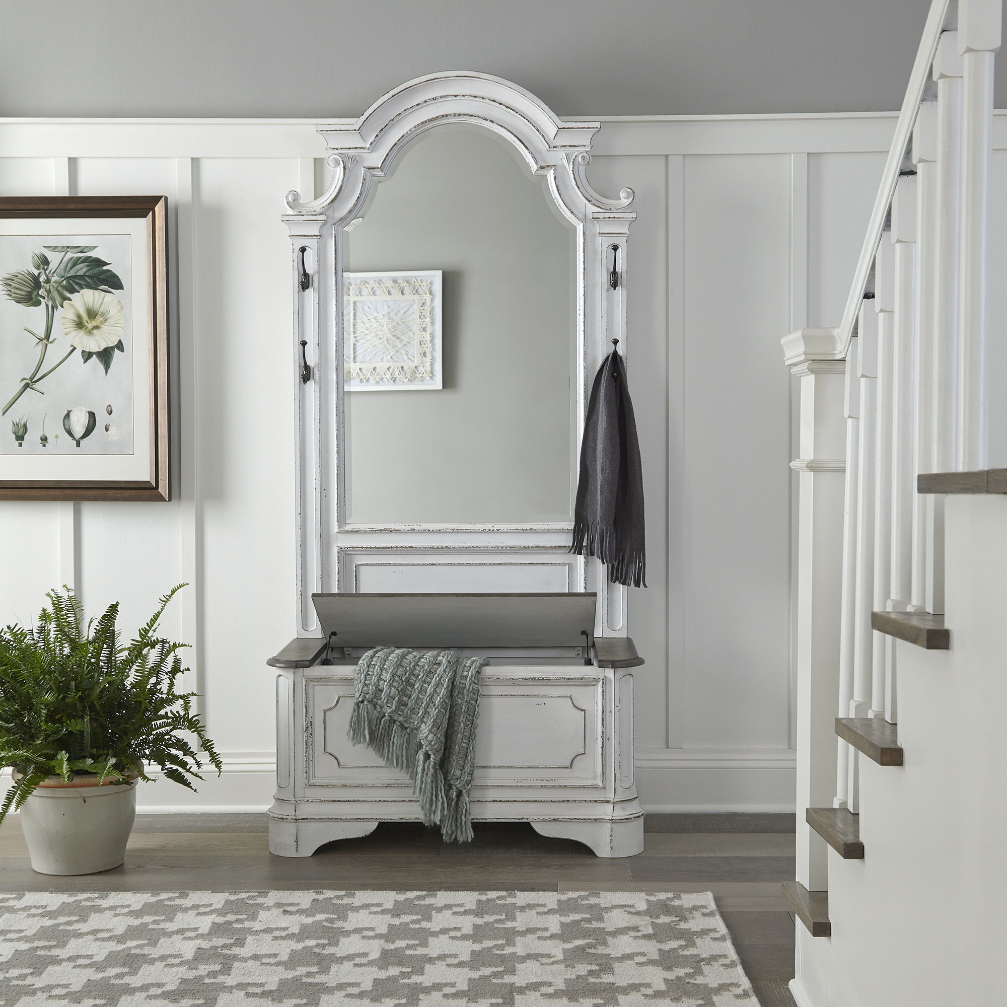 Magnolia Manor - 2 Piece Hall Tree - White