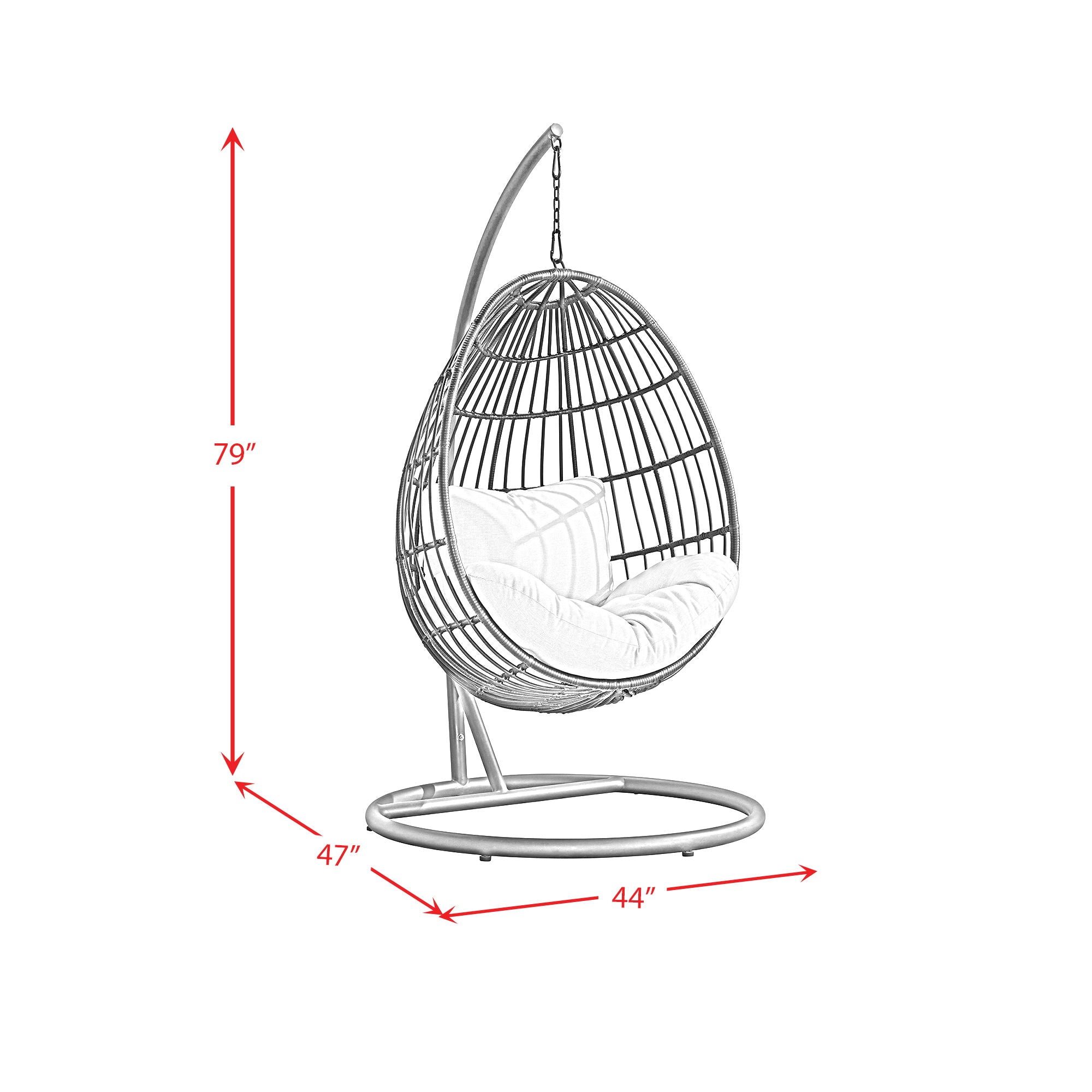 Playa - Swing Egg Chair With Base And Pillar - Dark Gray / Beige
