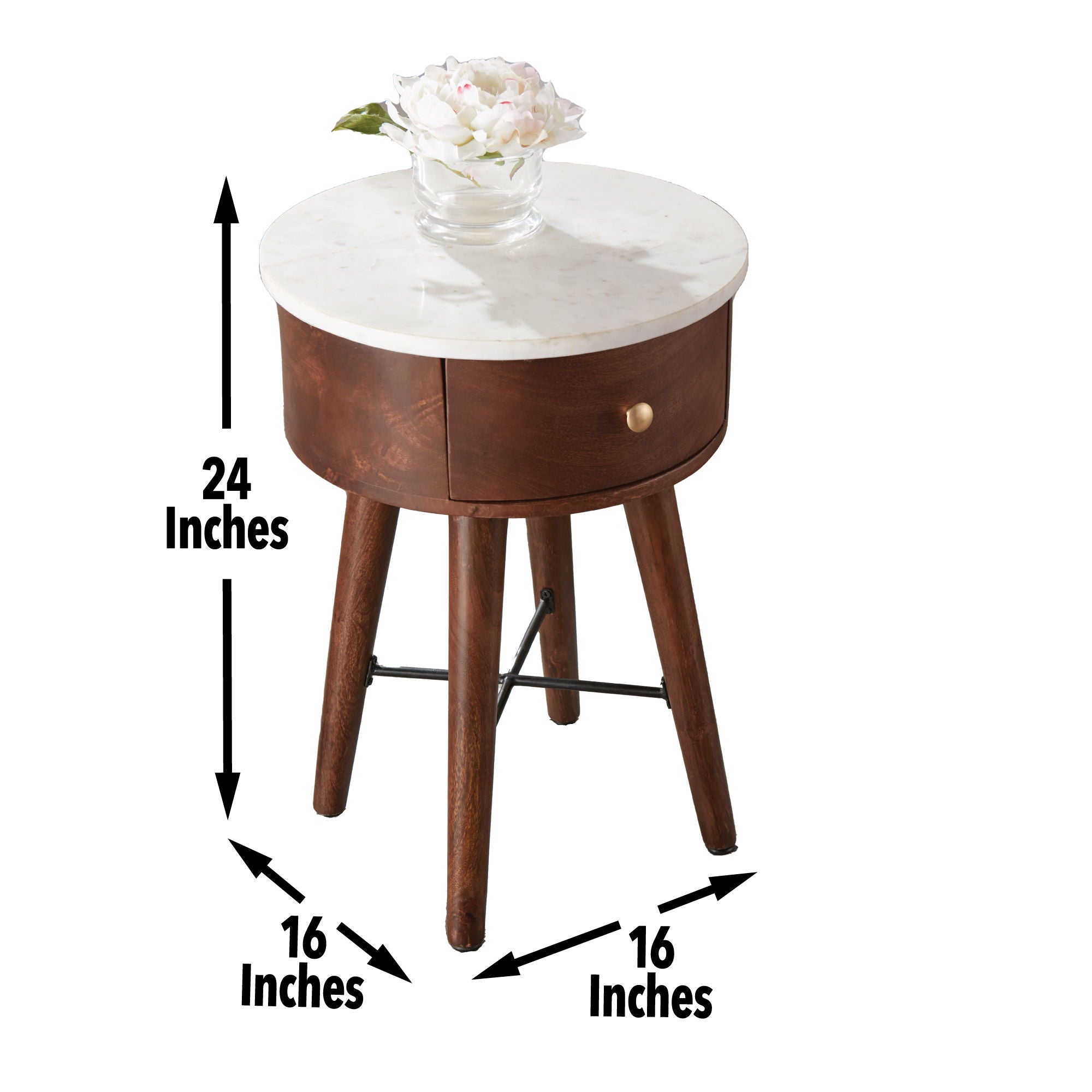 Bangalore - Marble Top Round End Table - White