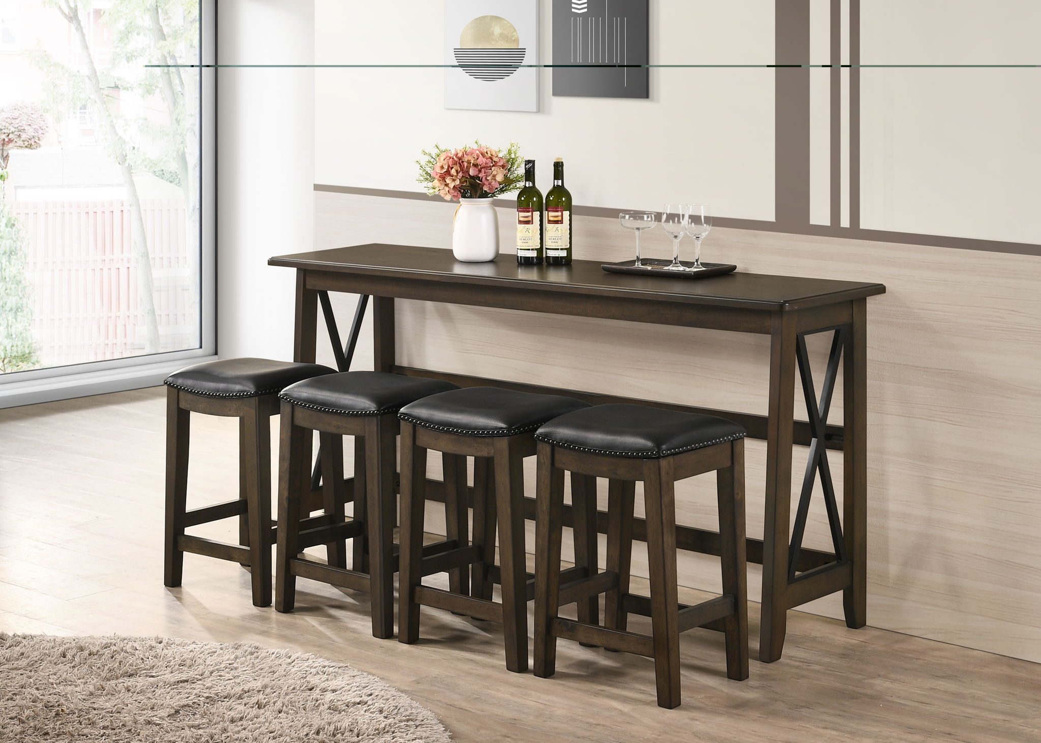 Carmina - Stool (Set of 2) - Dark Brown / Black
