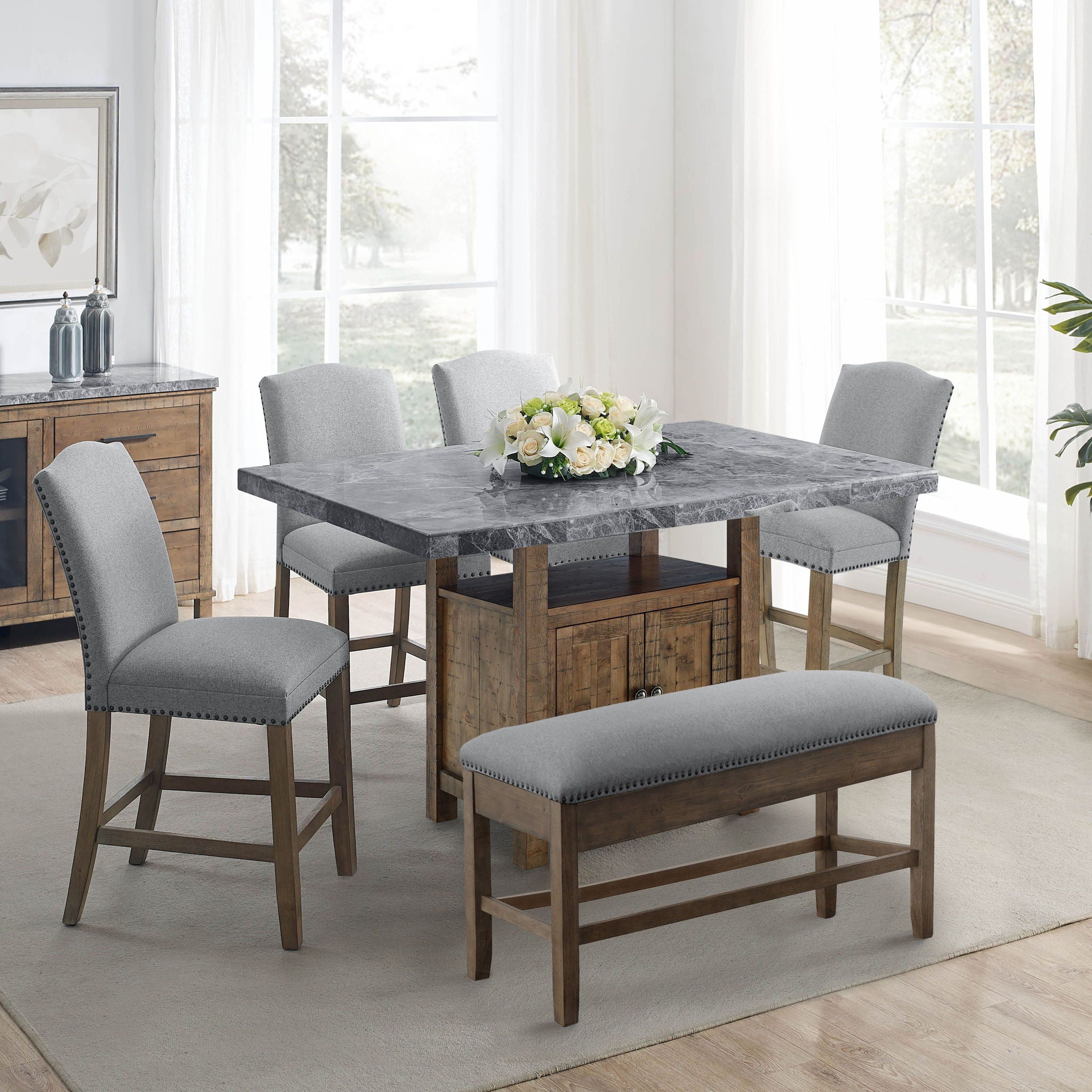 Grayson - Counter Height Set With Gray Top Table