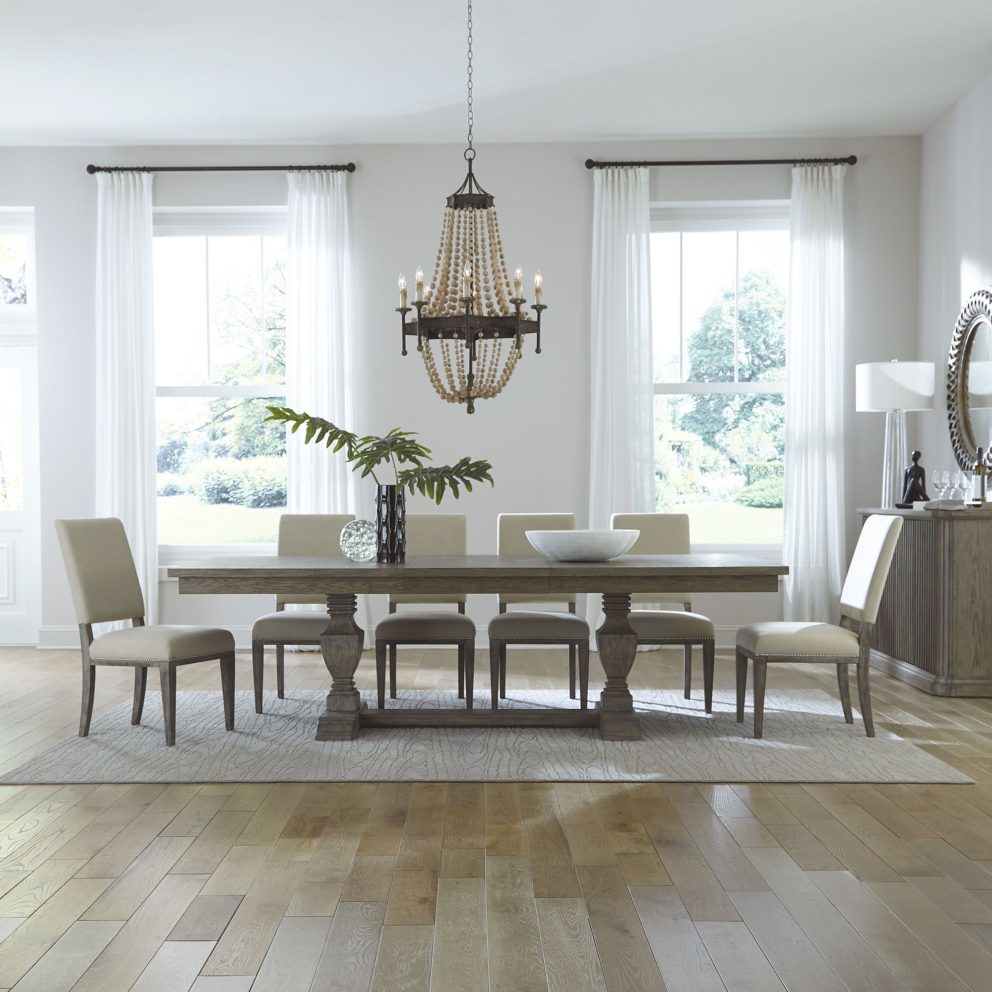 Westfield - 7 Piece Trestle Table Set - Light Brown