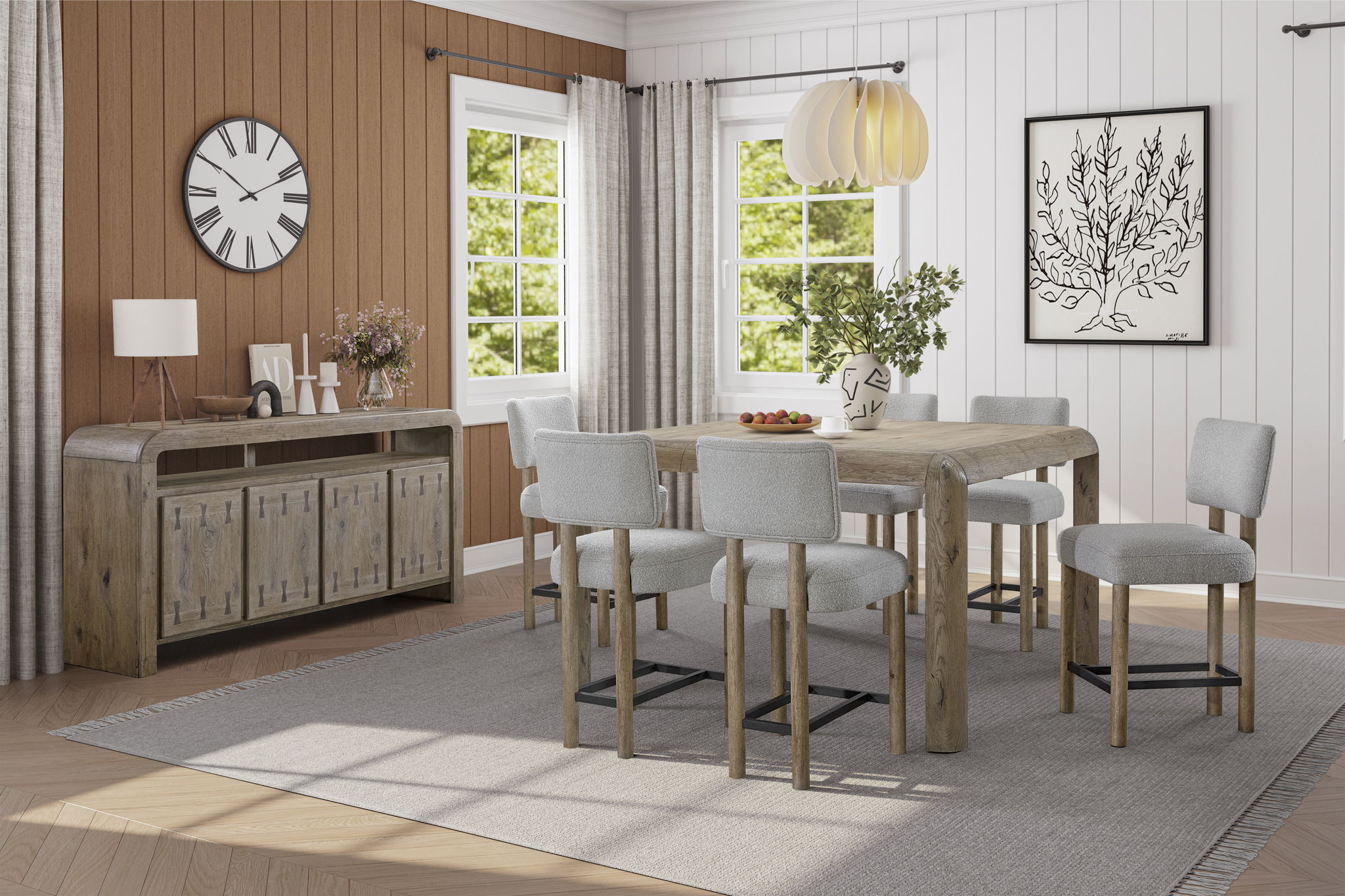 Pagosa - Upholstered Counter Height Stool (Set of 2) - English Knotty Oak / Gray