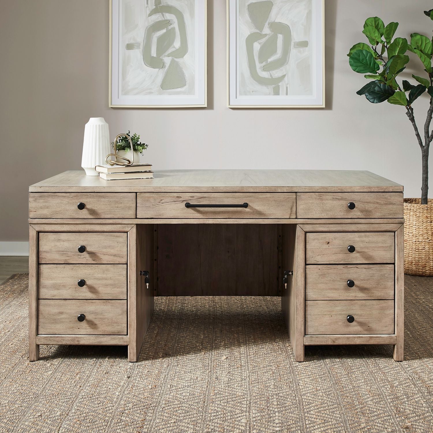 Proximity Place - 5 Piece Jr Executive Set - Light Brown