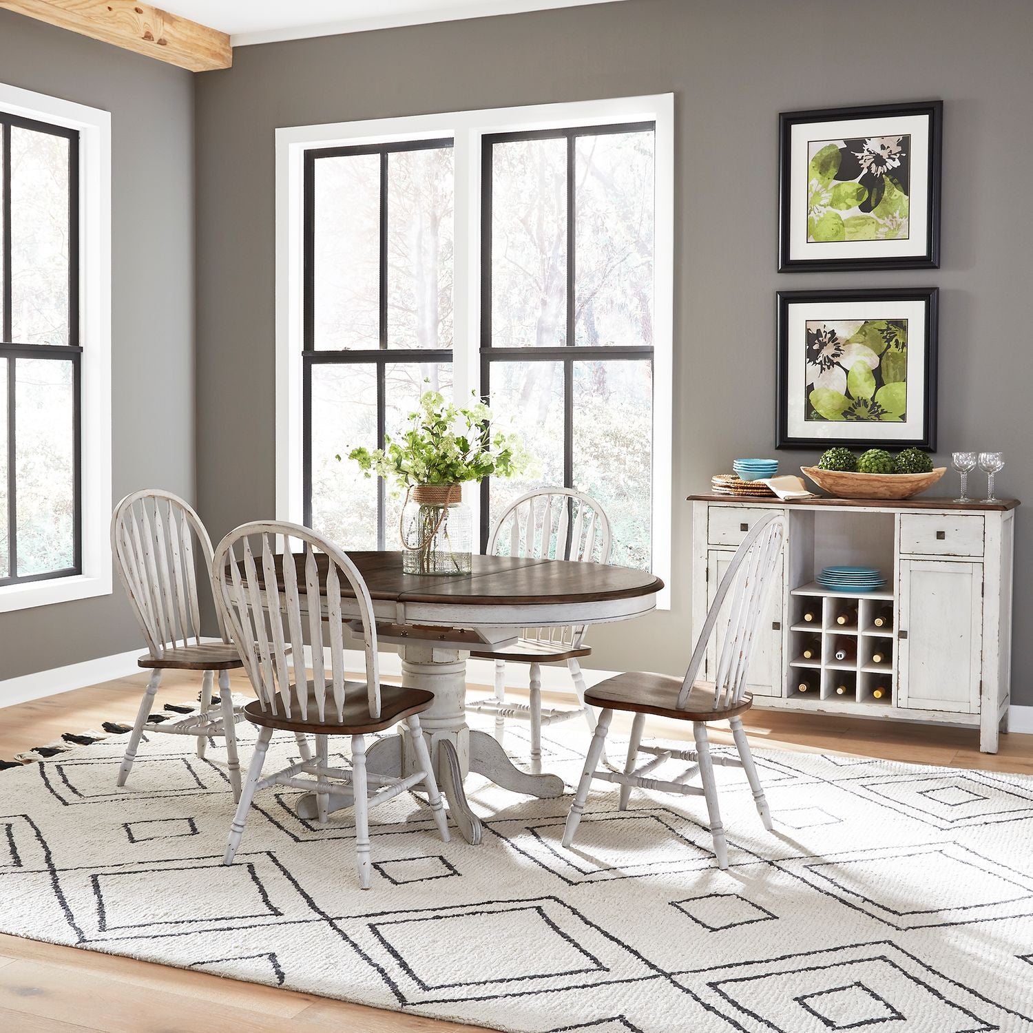 Carolina Crossing 5 Piece Pedestal Table Set- White    Liberty Furniture
