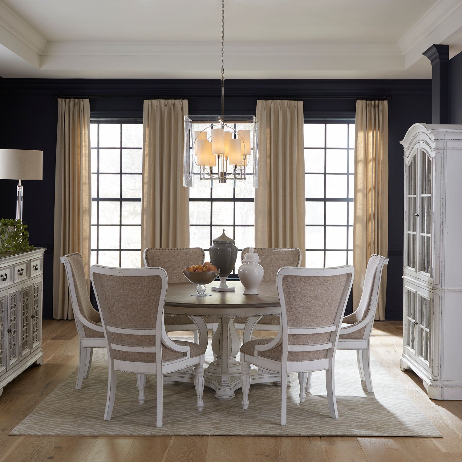 Magnolia Manor 7 Piece 72 in Round Pedastel Table Set  SKU: 244-DR-7RPS by Liberty Furniture