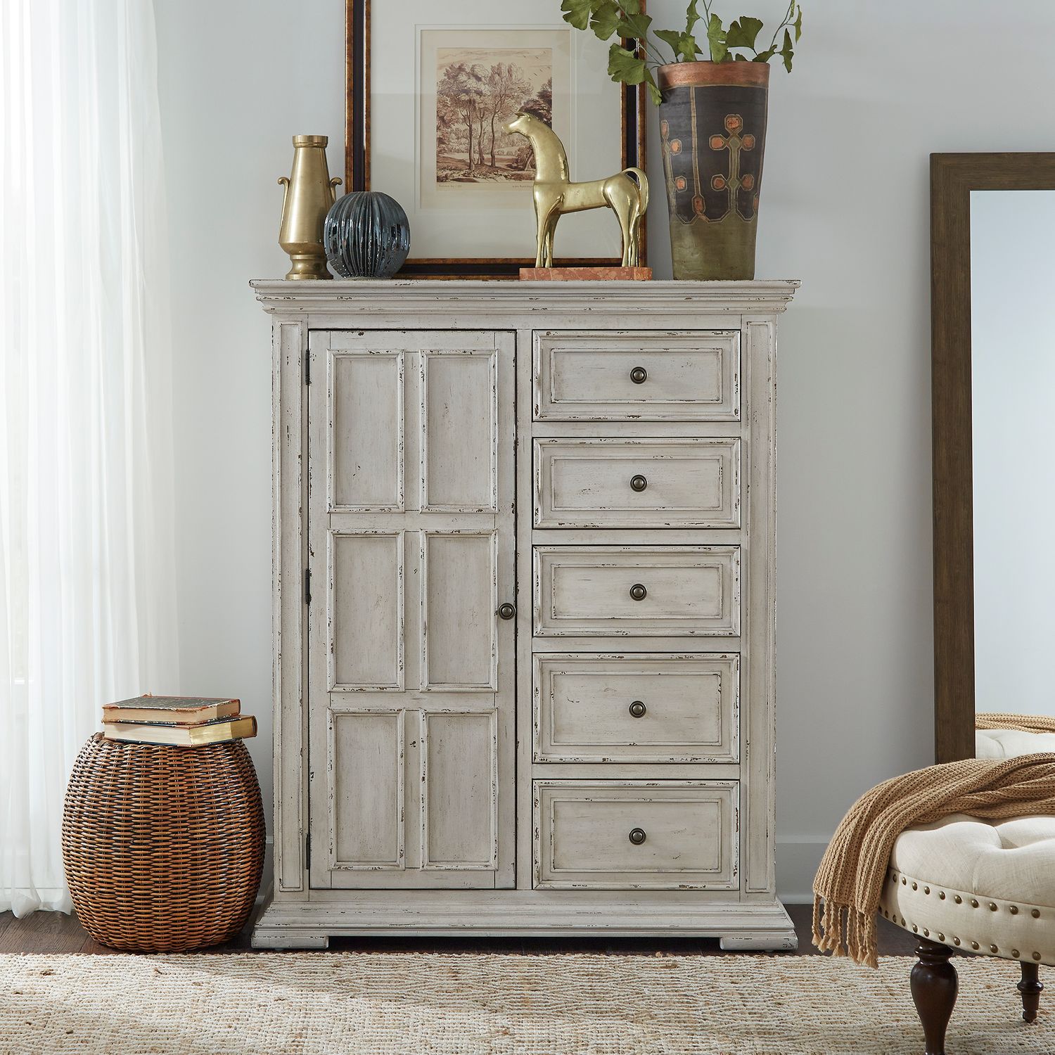 Big Valley 361W-BR Bedroom Collection By Liberty Furniture   White Stone Distressed Finish