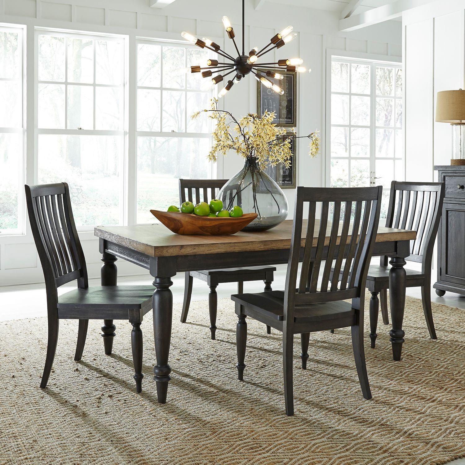 Harvest Home 5 Piece Rectangular Table Set Black Chalkboard