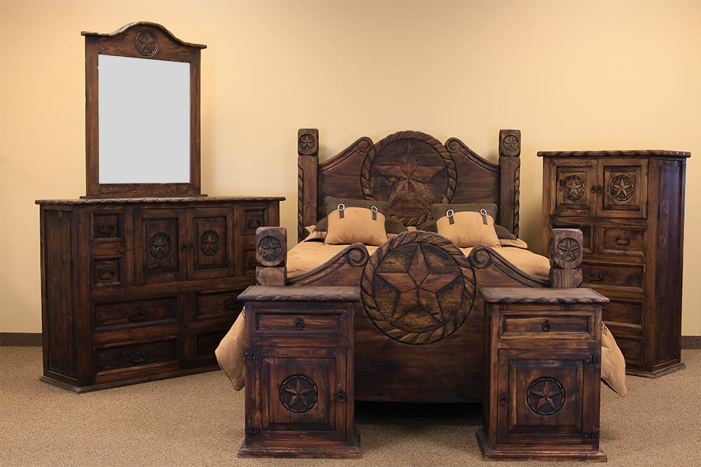 COUNTRY BED WITH ROPE AND STAR MEDIO BROWN